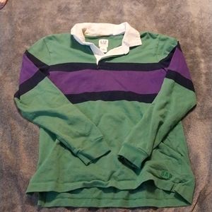 Men's GAP green and purple polo shirt
